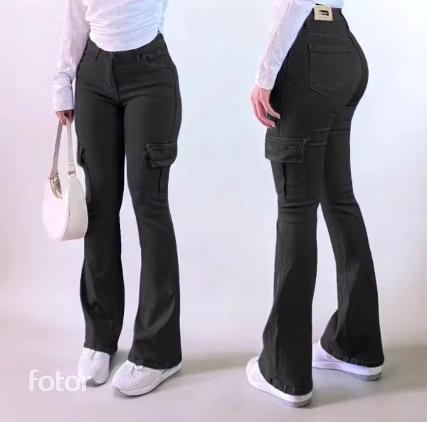 Celana Panjang Wanita Cutbray Cargo Model Jeans Stretch Melar