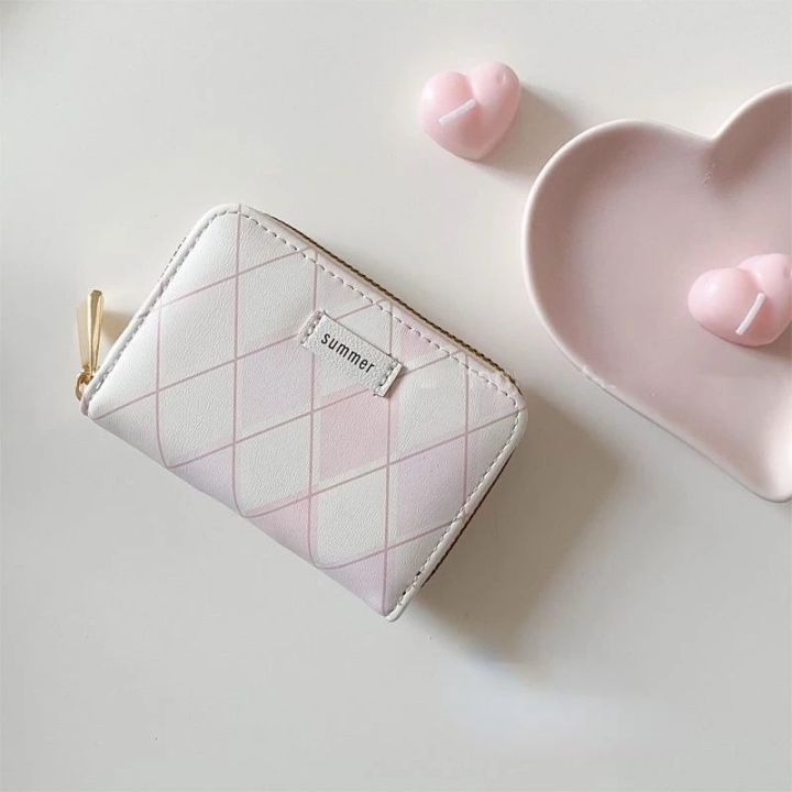 Dompet Wanita Mini Lipat Motif garis Summer Import