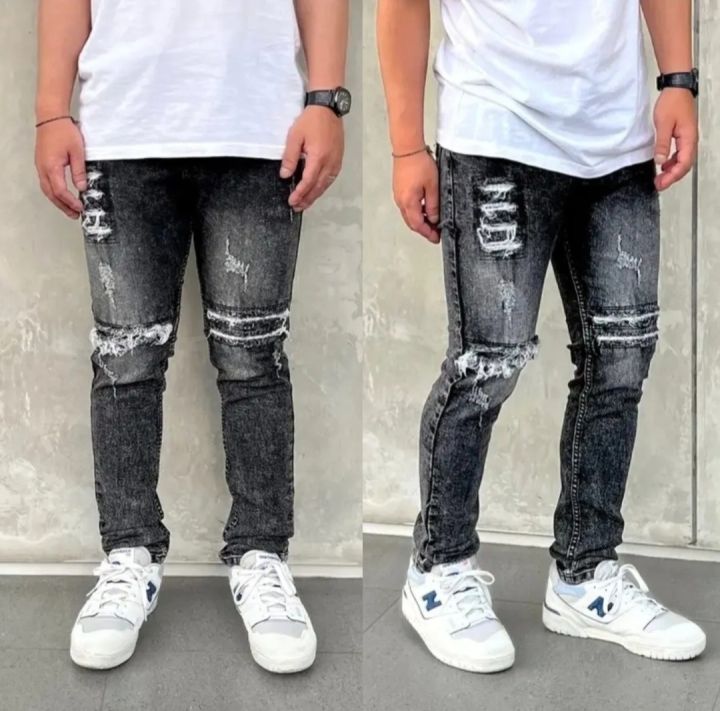 Celana Jeans Panjang Pria AFR99 Distro Sobek Lutut Ripped Slimfit